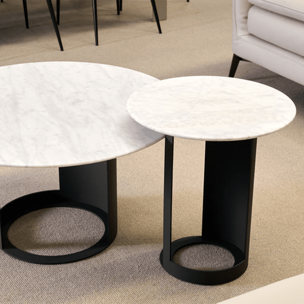 Product photograph of Tommy Franks Alban Side Table In Carrara White from Olivia's.