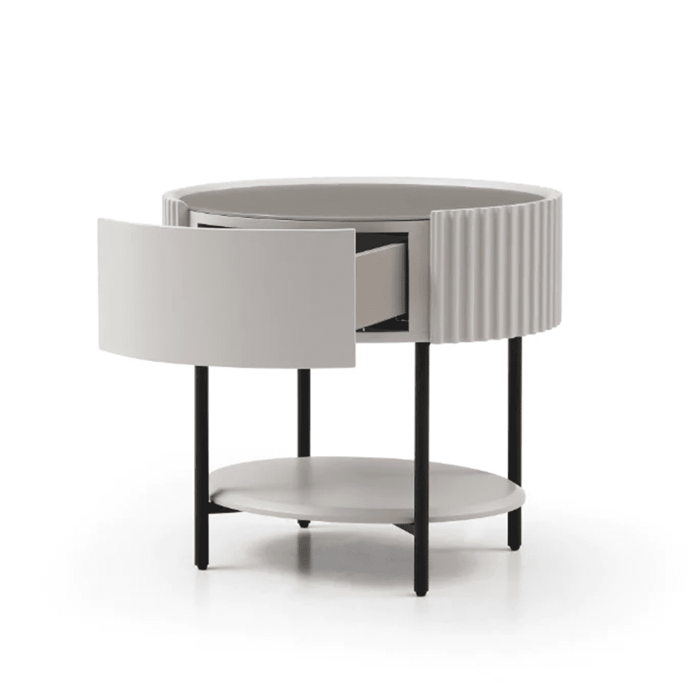 Product photograph of Tommy Franks Avola Bedside Table In Matte Beige from Olivia's.