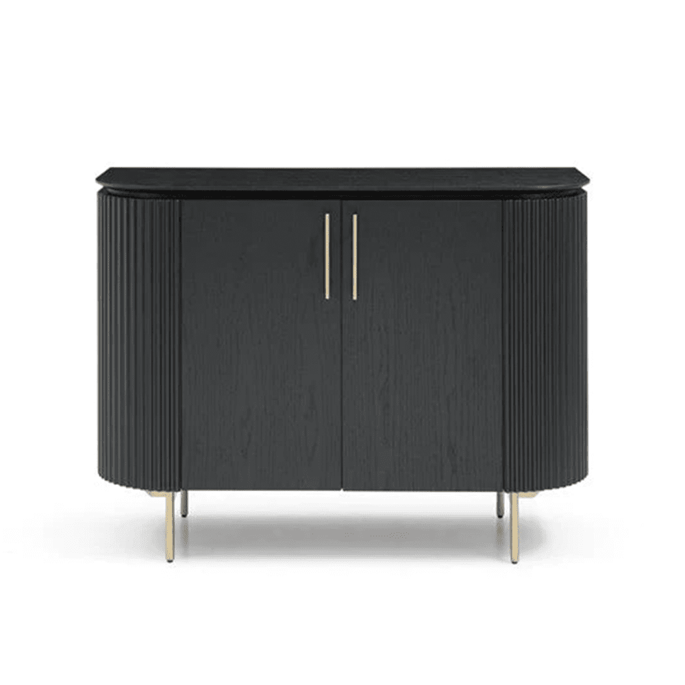 Product photograph of Tommy Franks Lantine Oak 2 Door Cabinet In Matte Black from Olivia's