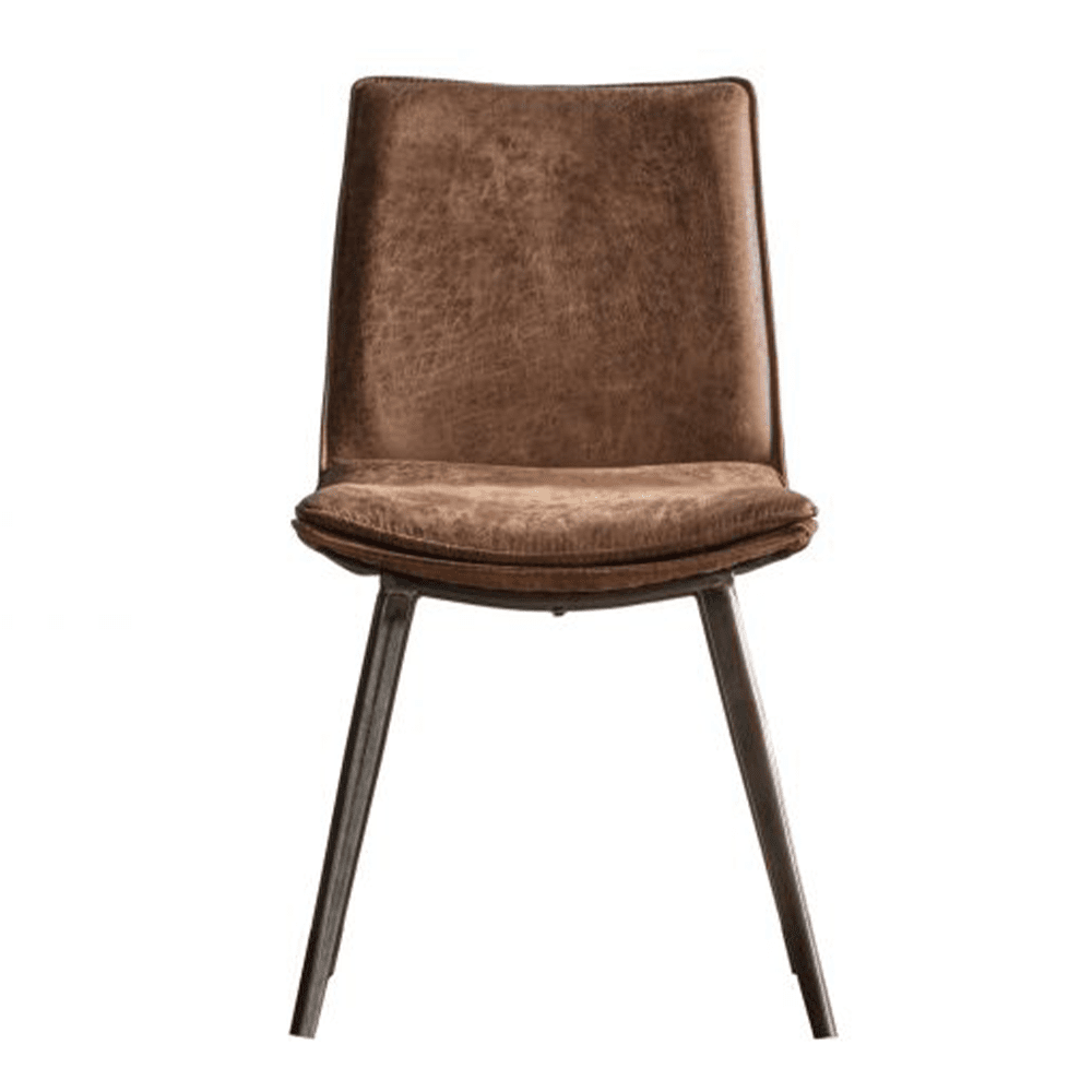 Product photograph of Gallery Interiors Set Of 2 Hinks Leather Brown Dining Chairs Outlet from Olivia's