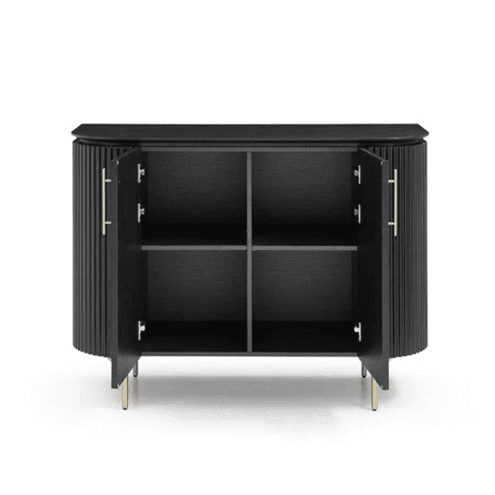 Product photograph of Tommy Franks Lantine Oak 2 Door Cabinet In Matte Black from Olivia's.