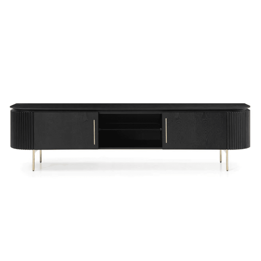 Tommy Franks Lantine Oak Tv Unit In Matte Black