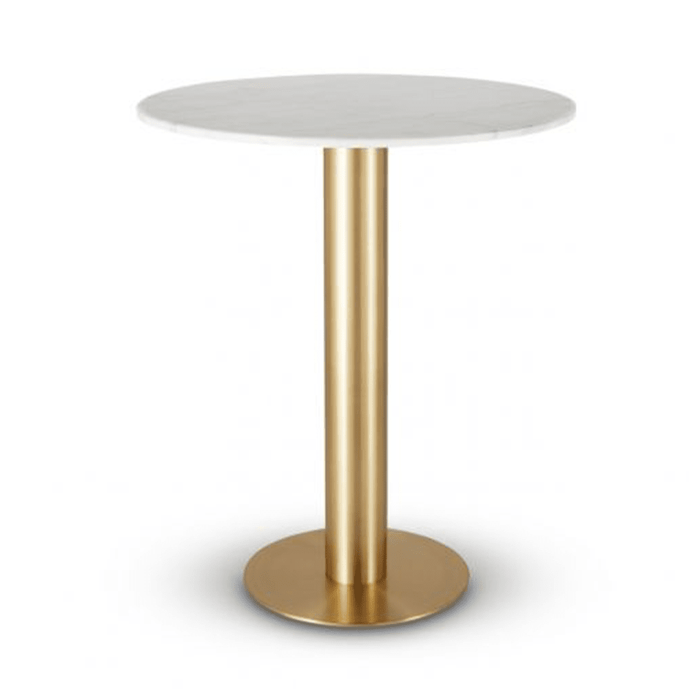 Product photograph of Tom Dixon Tube High Table Brass With White Marble Top Outlet from Olivia's
