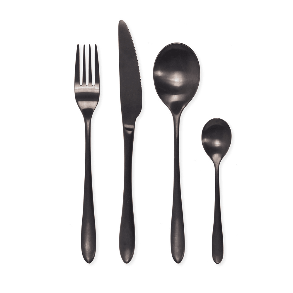 Product photograph of Garden Trading Black Stainless Steel 16 Piece Cutlery Set from Olivia's