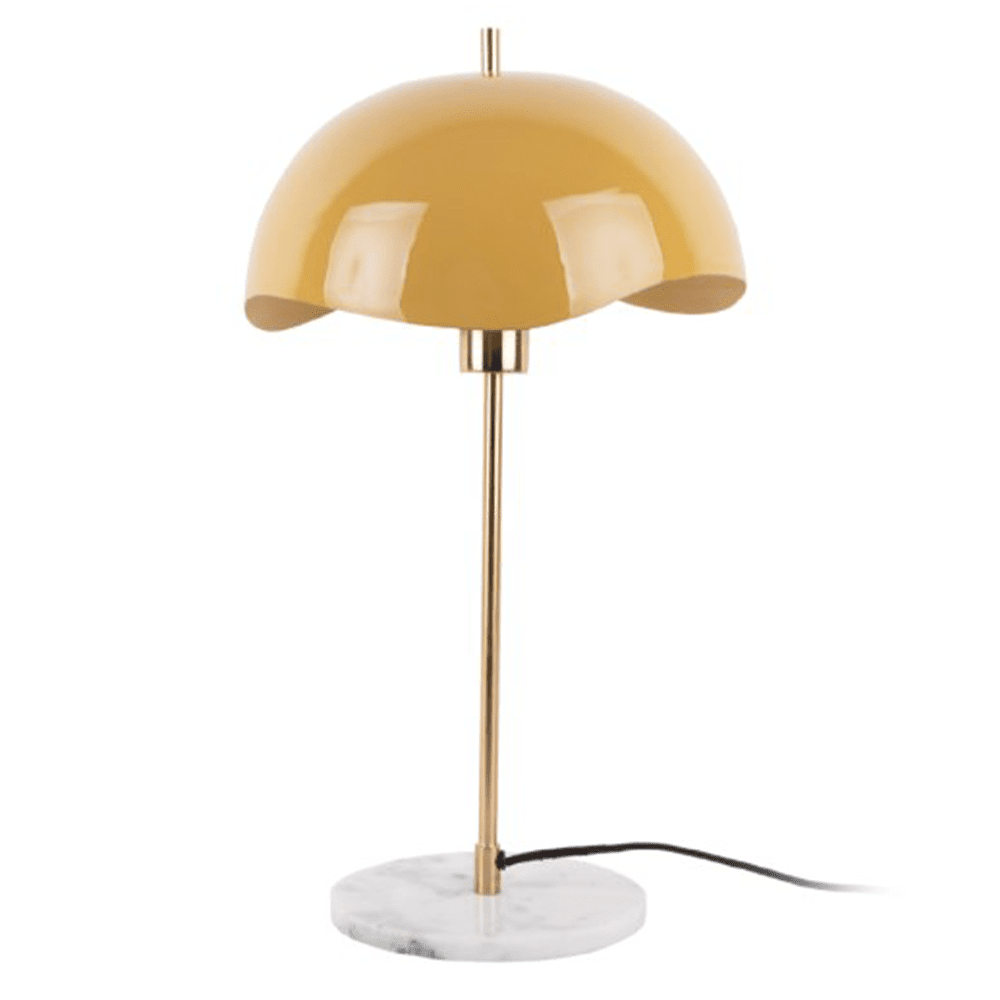 Leitmotiv Pair Of 2 Enamel Waved Dome Table Lamps In Honey Yellow