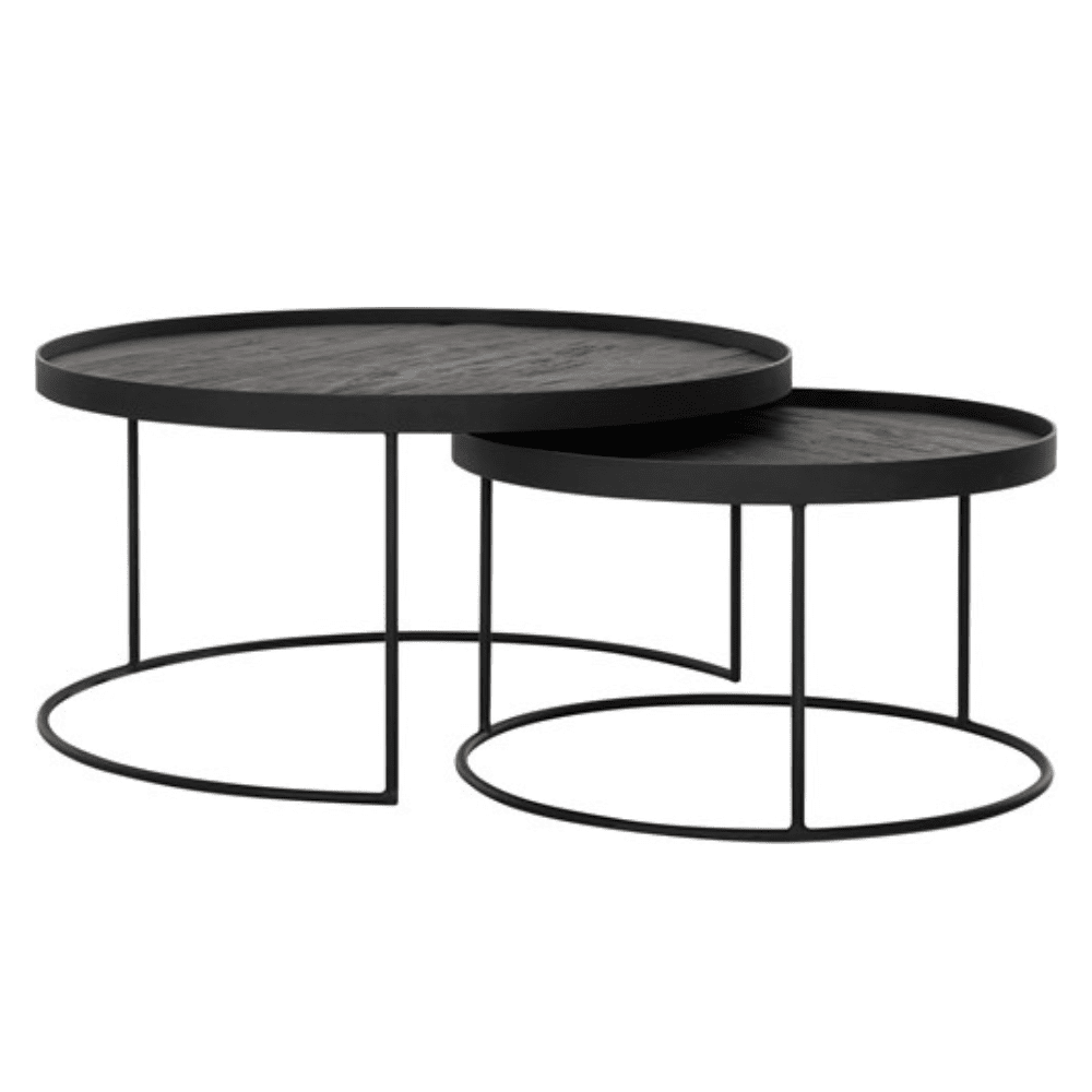 Dtp Interiors Mercurius Set Of 2 Coffee Tables In Recycled Black Teakwood