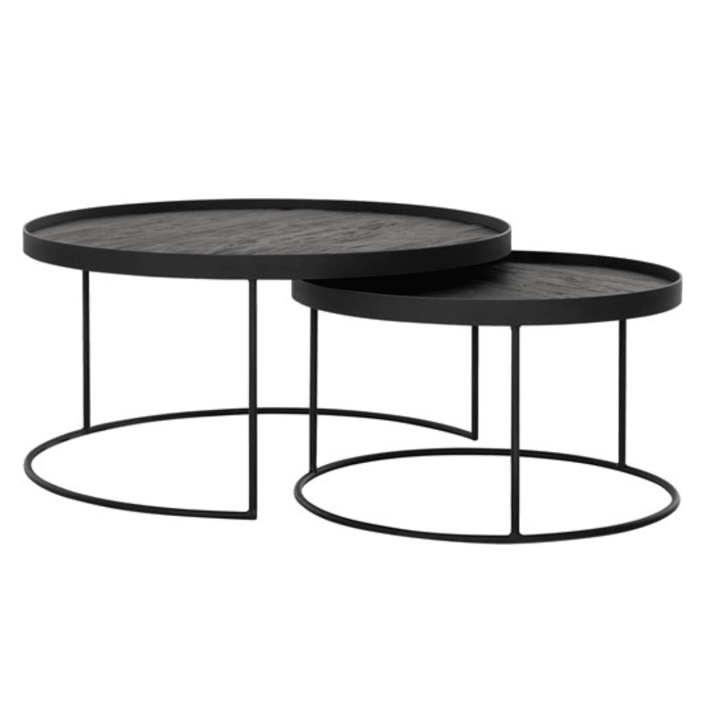Product photograph of Dtp Interiors Mercurius Set Of 2 Coffee Tables In Recycled Black Teakwood from Olivia's
