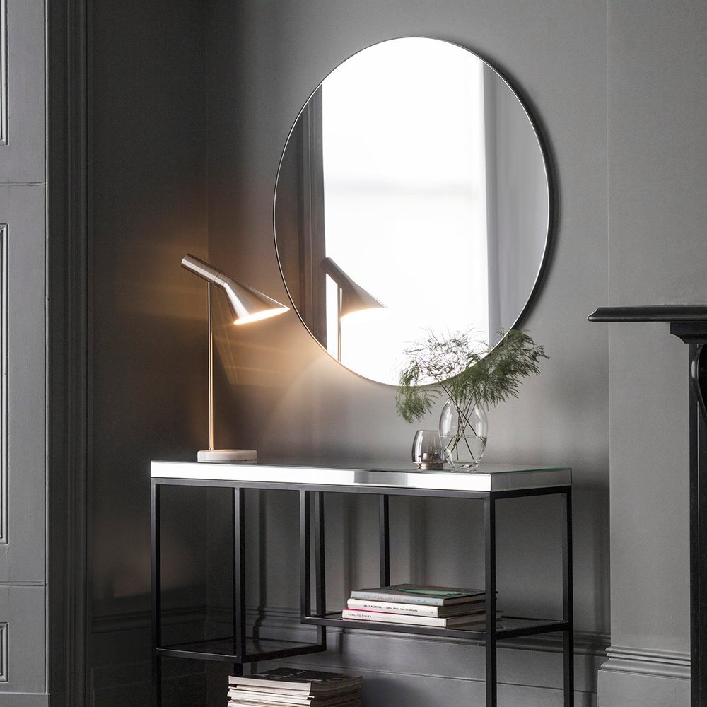 Product photograph of Gallery Interiors Hayle Round Mirror In Black from Olivia's.
