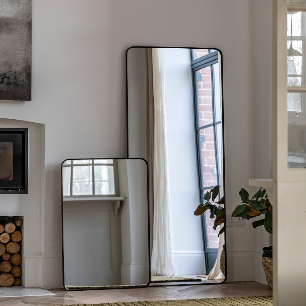 Product photograph of Gallery Interiors Aegis Rectangle Mirror In Black from Olivia's.