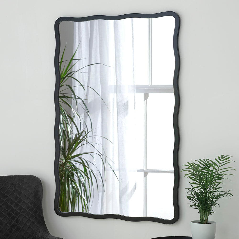 Olivias Rowan Rectangular Wall Mirror In Black 90 X 60