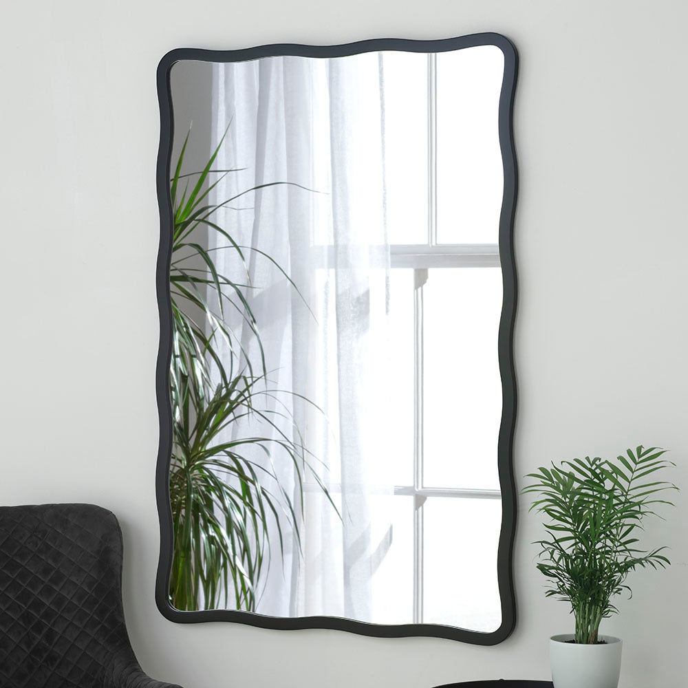 Product photograph of Olivia S Rowan Rectangular Wall Mirror In Black 120 X 80 from Olivia's