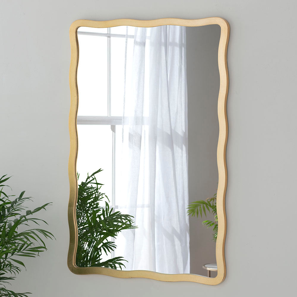 Product photograph of Olivia S Rowan Rectangular Wall Mirror In Gold 90 X 60 from Olivia's