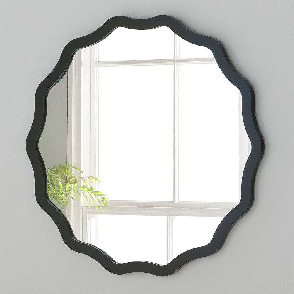 Product photograph of Olivia S Rowan Round Wall Mirror In Black 120 X 120 from Olivia's