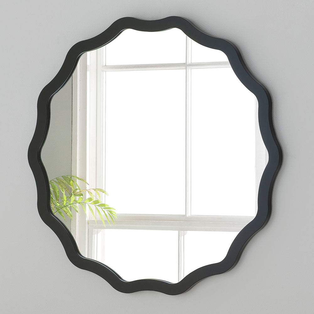 Product photograph of Olivia S Rowan Round Wall Mirror In Black 60 X 60 from Olivia's