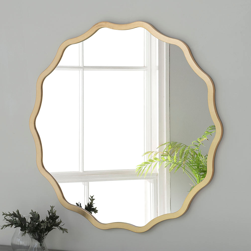 Product photograph of Olivia S Rowan Round Wall Mirror In Gold 60 X 60 from Olivia's