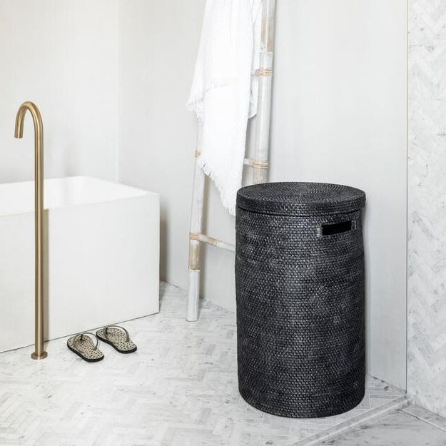 Product photograph of Must Living Flores Laundry Basket In Black from Olivia's.