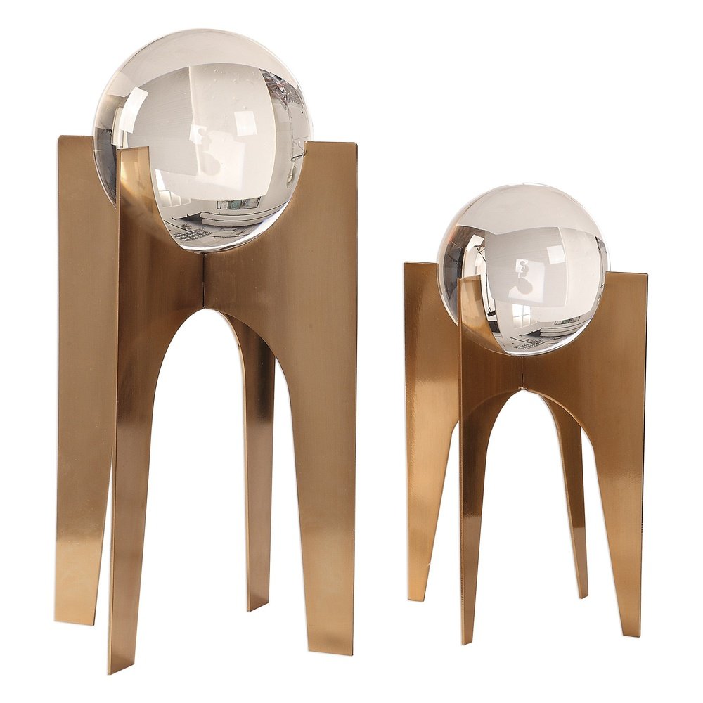 Product photograph of Uttermost Ellianna Set Of 2 Crystal Spheres In Bronze from Olivia's.