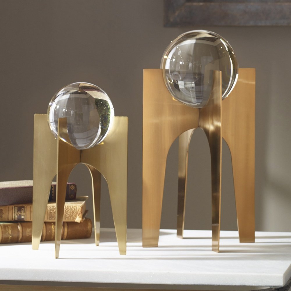 Product photograph of Uttermost Ellianna Set Of 2 Crystal Spheres In Bronze from Olivia's.