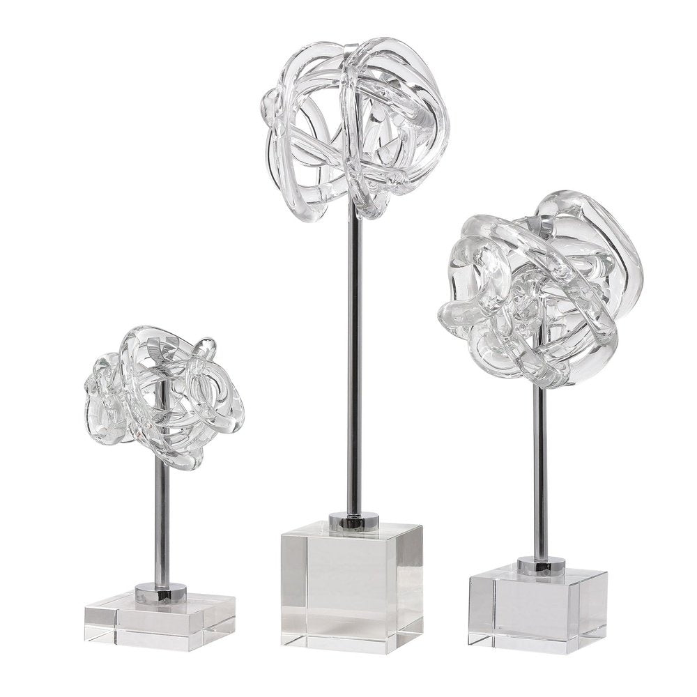 Product photograph of Uttermost Neuron Glass Table Top Sculptures - Set Of 3 from Olivia's