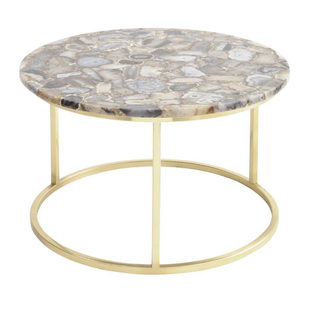 Libra Agate Round Coffee Table On Brass Frame Outlet
