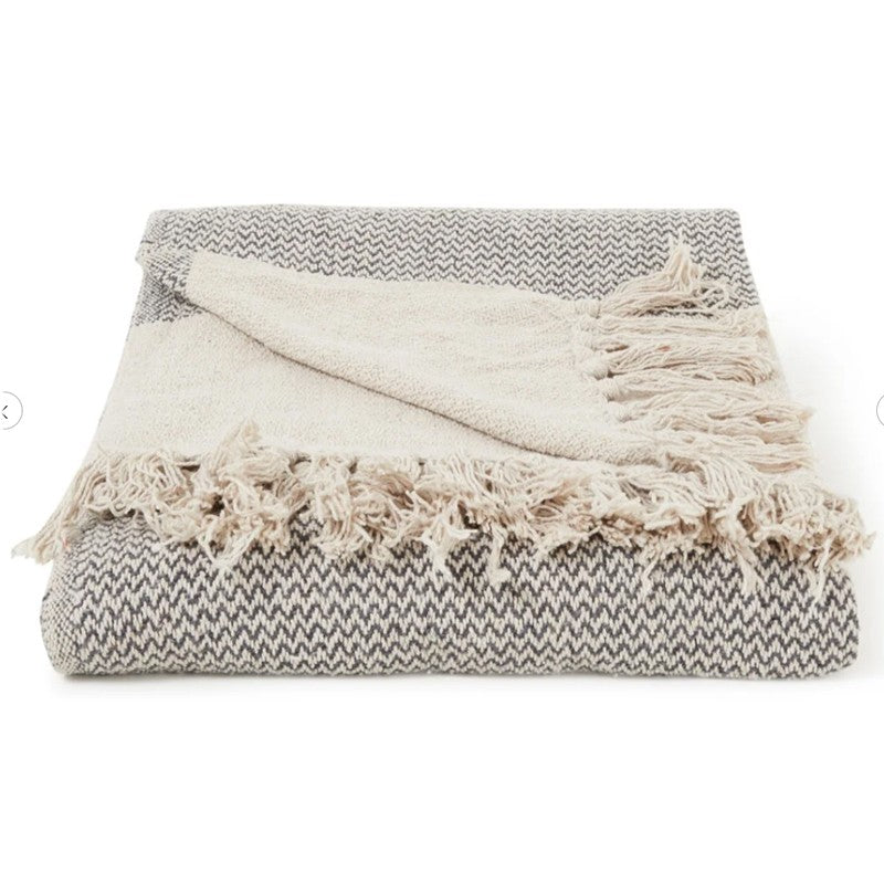 Product photograph of Bloomingville Sefanit Grey Blanket from Olivia's.