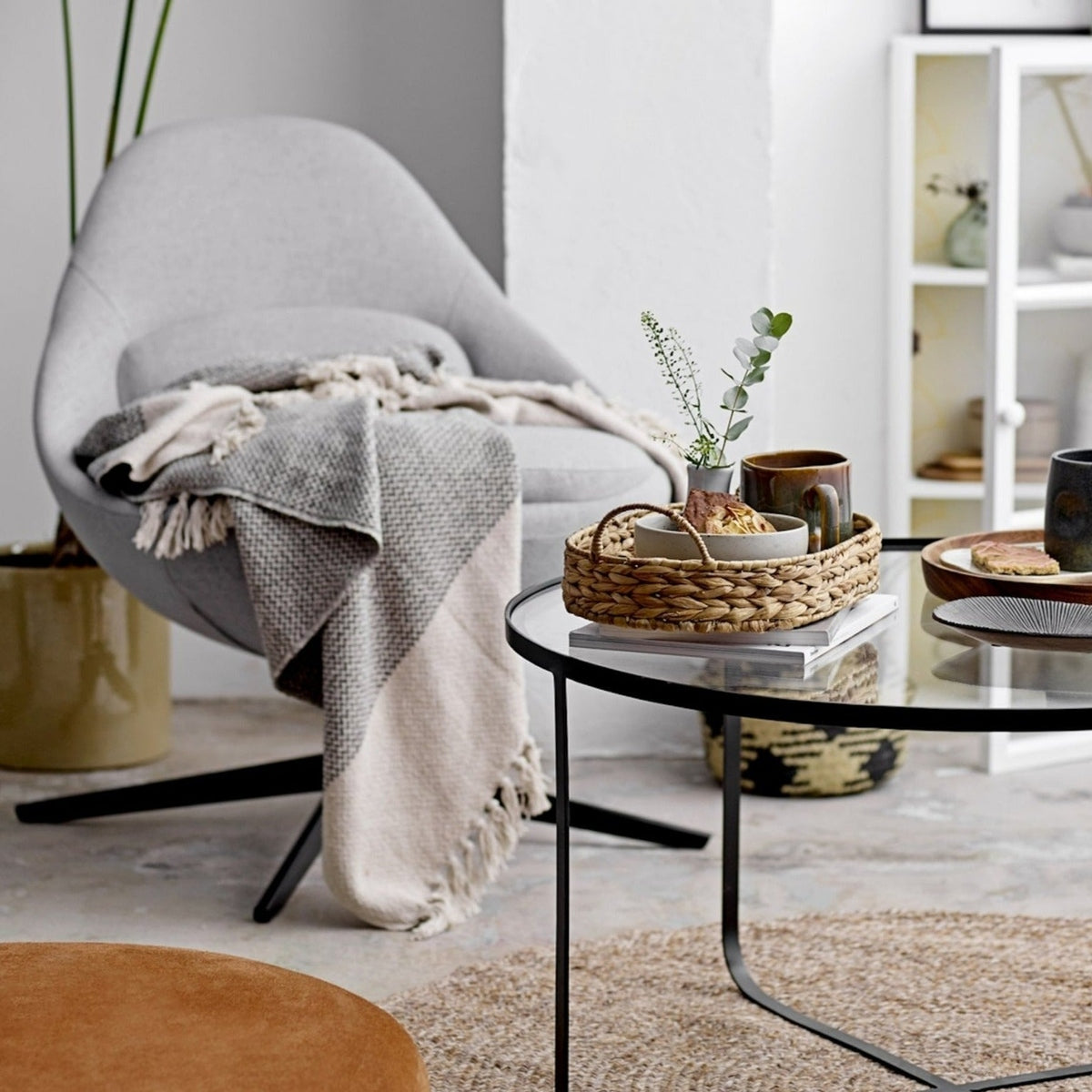 Product photograph of Bloomingville Sefanit Grey Blanket from Olivia's.