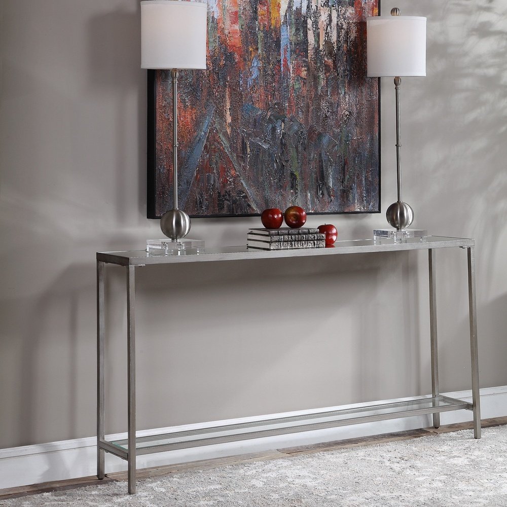 Product photograph of Uttermost Hayley Silver Console Table from Olivia's.