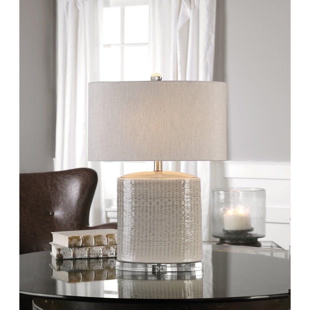 Product photograph of Uttermost Modica Taupe Ceramic Lamp from Olivia's.