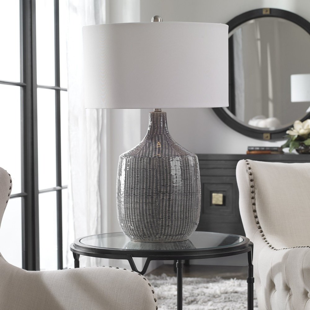 Product photograph of Uttermost Felipe Distressed Gray Table Lamp from Olivia's.