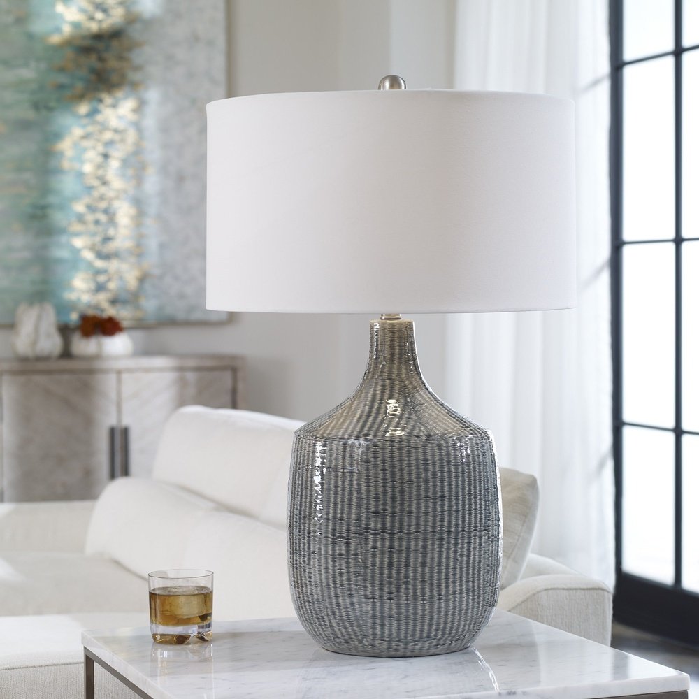 Product photograph of Uttermost Felipe Distressed Gray Table Lamp from Olivia's.