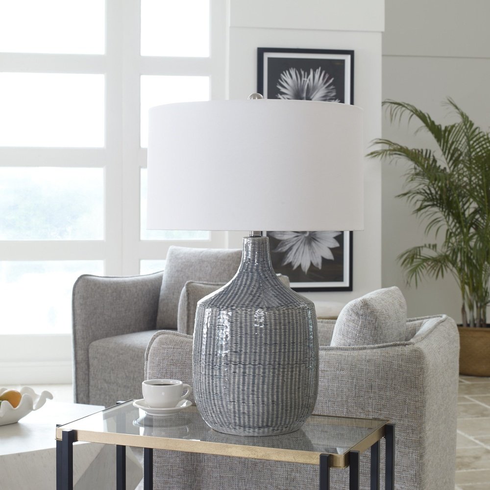 Product photograph of Uttermost Felipe Distressed Gray Table Lamp from Olivia's.