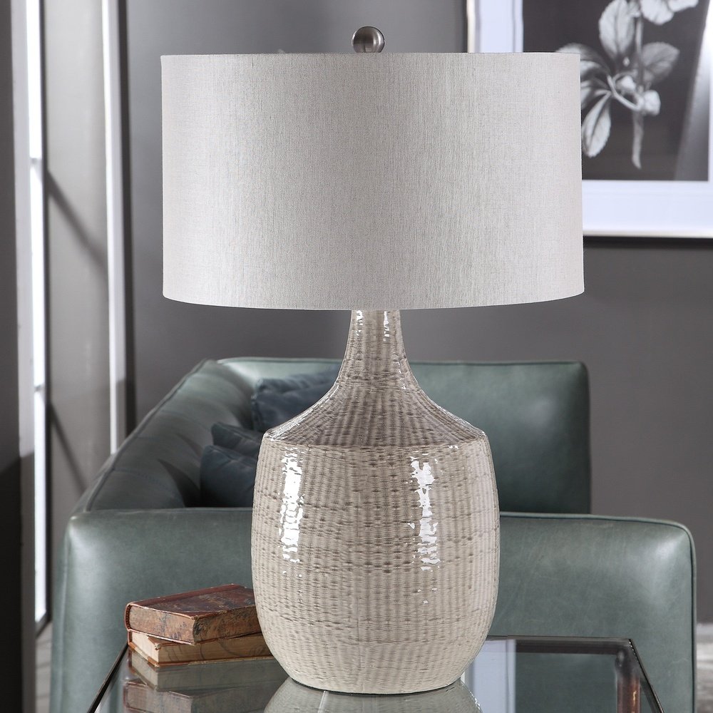 Product photograph of Uttermost Felipe Gray Table Lamp from Olivia's.