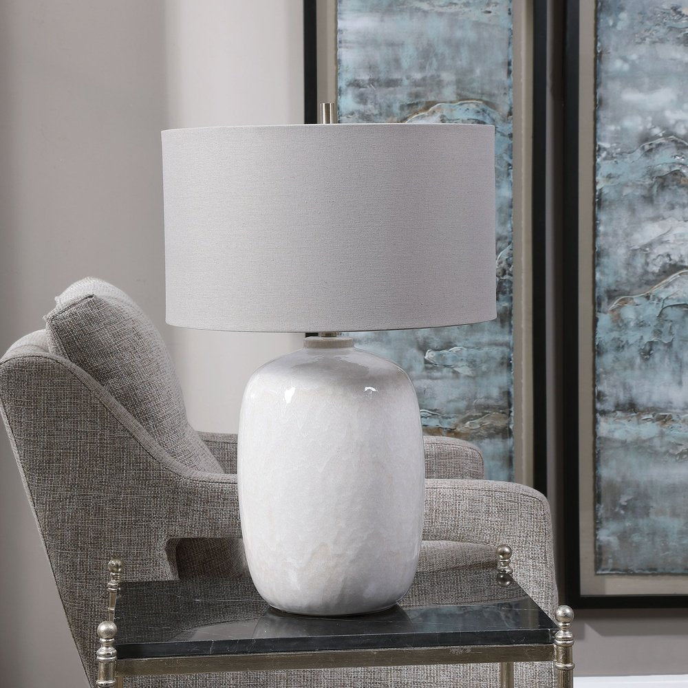 Product photograph of Uttermost Winterscape Glaze Table Lamp In White from Olivia's.