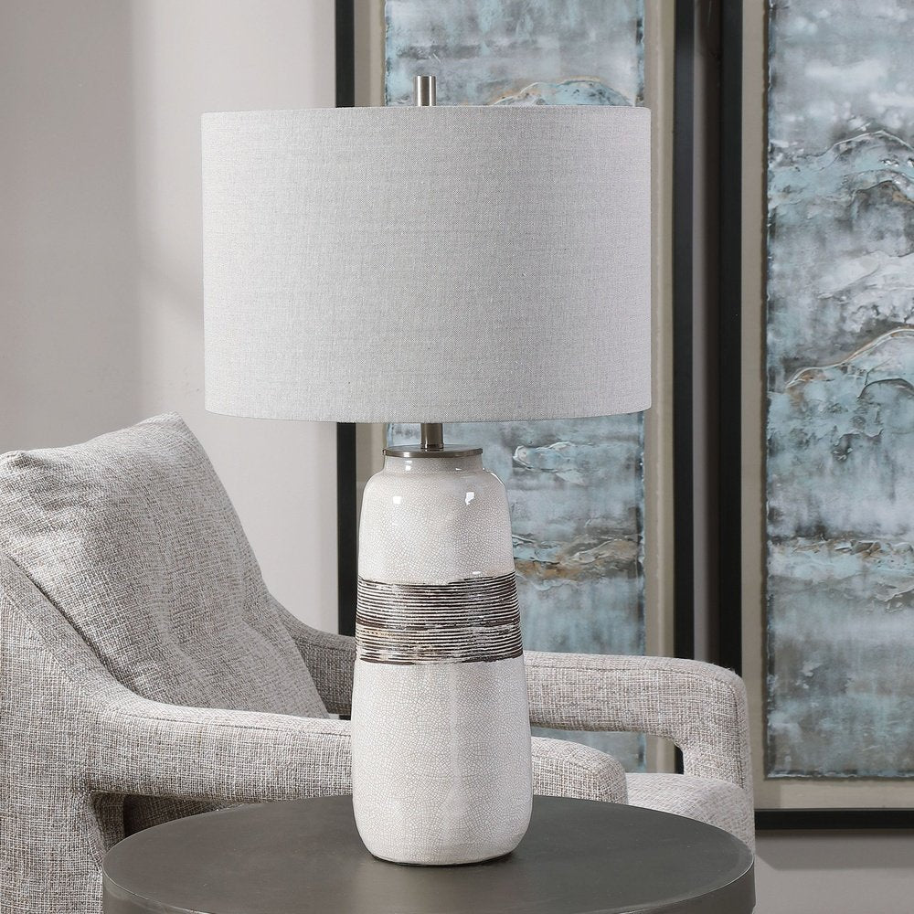 Product photograph of Uttermost Comanche White Crackle Table Lamp from Olivia's.