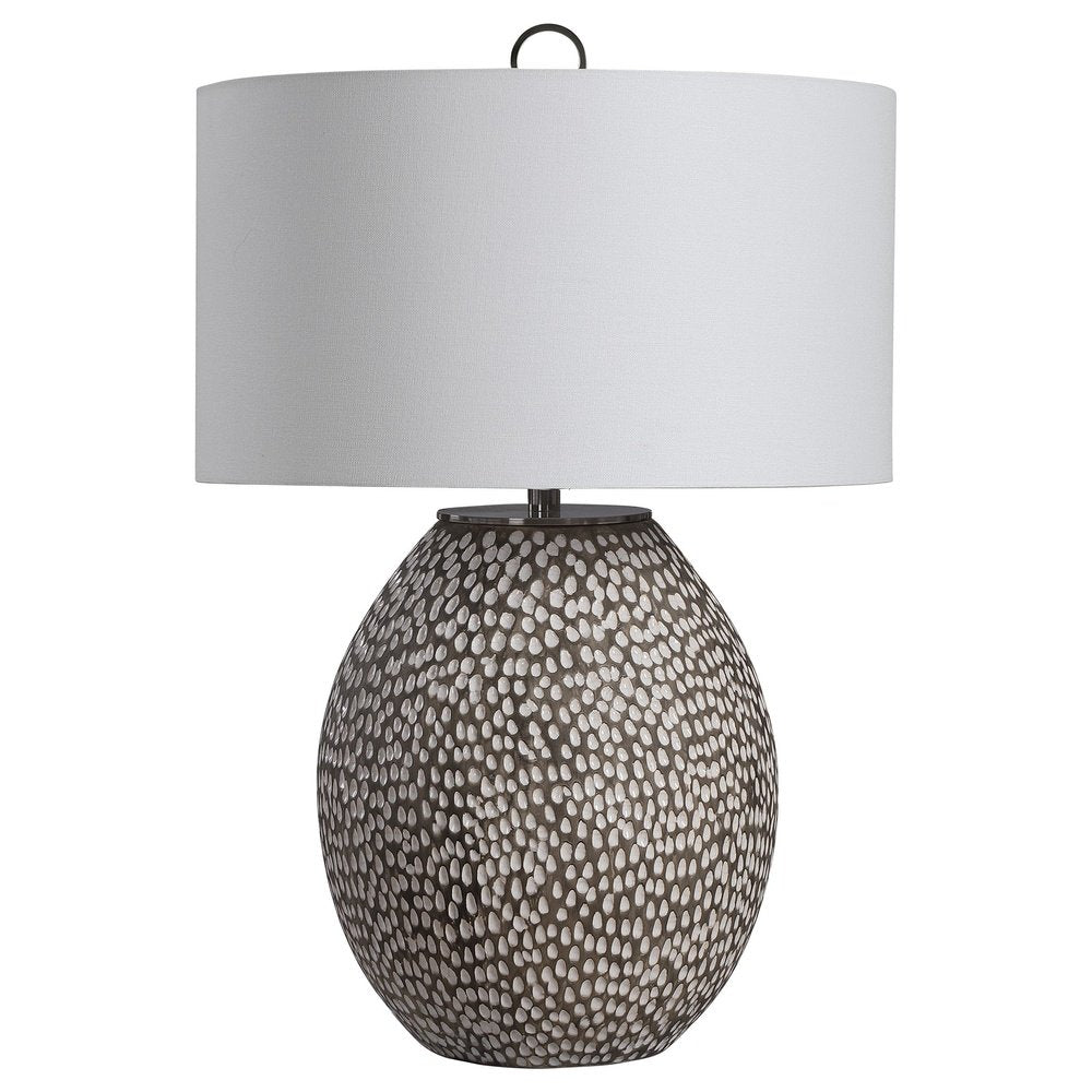 Product photograph of Uttermost Cyprien Gray White Table Lamp from Olivia's.