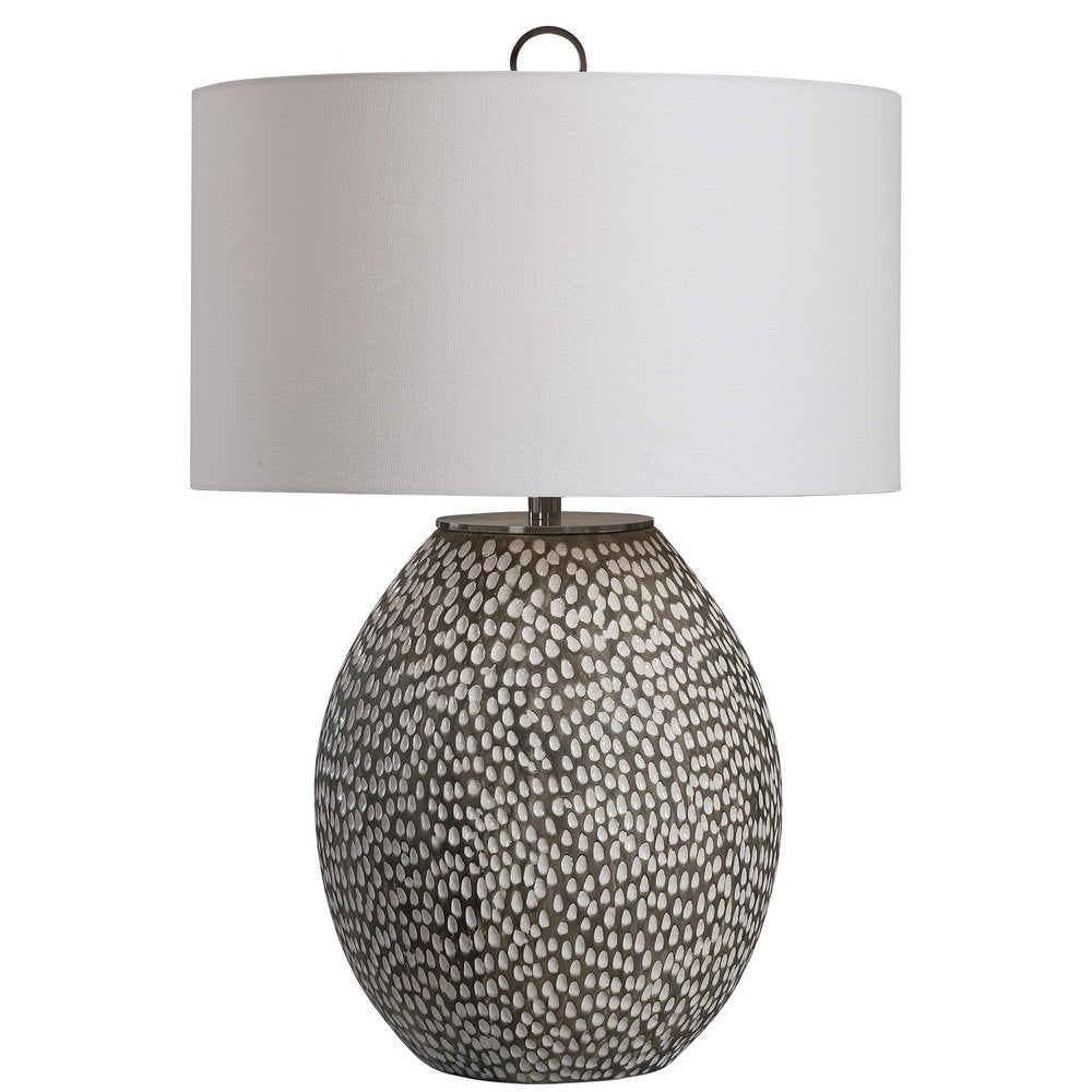 Product photograph of Uttermost Cyprien Gray White Table Lamp from Olivia's