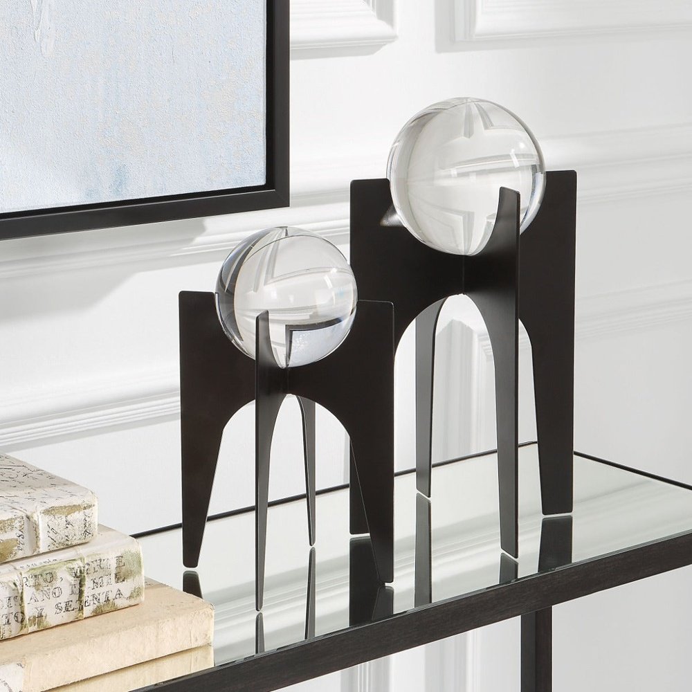 Product photograph of Uttermost Ellianna Crystal Spheres On Black Base - Set Of 2 from Olivia's.