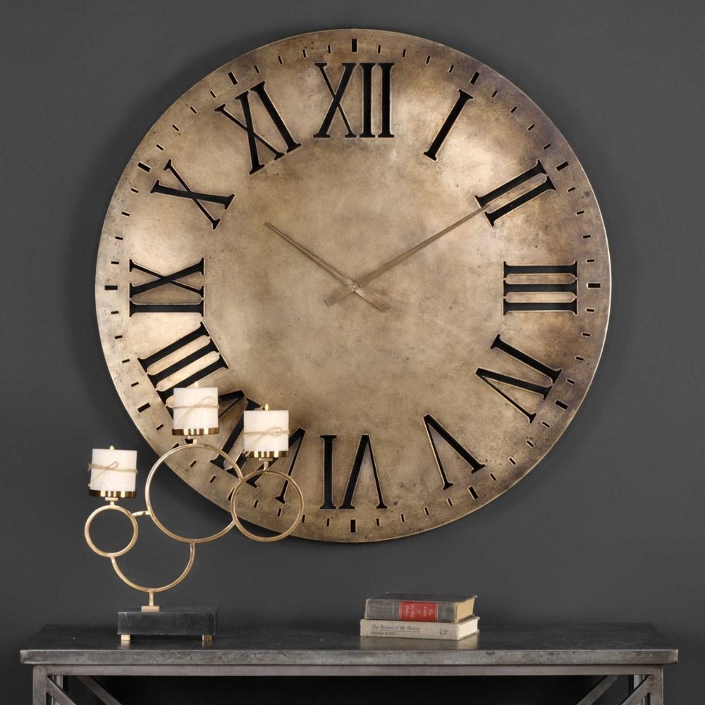 Product photograph of Uttermost Black Label Henrik Wall Clock from Olivia's.