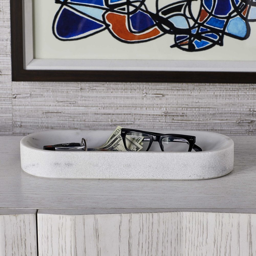 Product photograph of Uttermost Black Label Big Pill Bowl Tray - White Marble from Olivia's.