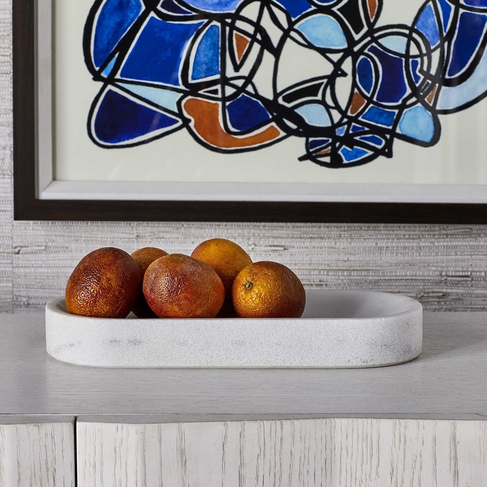 Product photograph of Uttermost Black Label Big Pill Bowl Tray - White Marble from Olivia's.