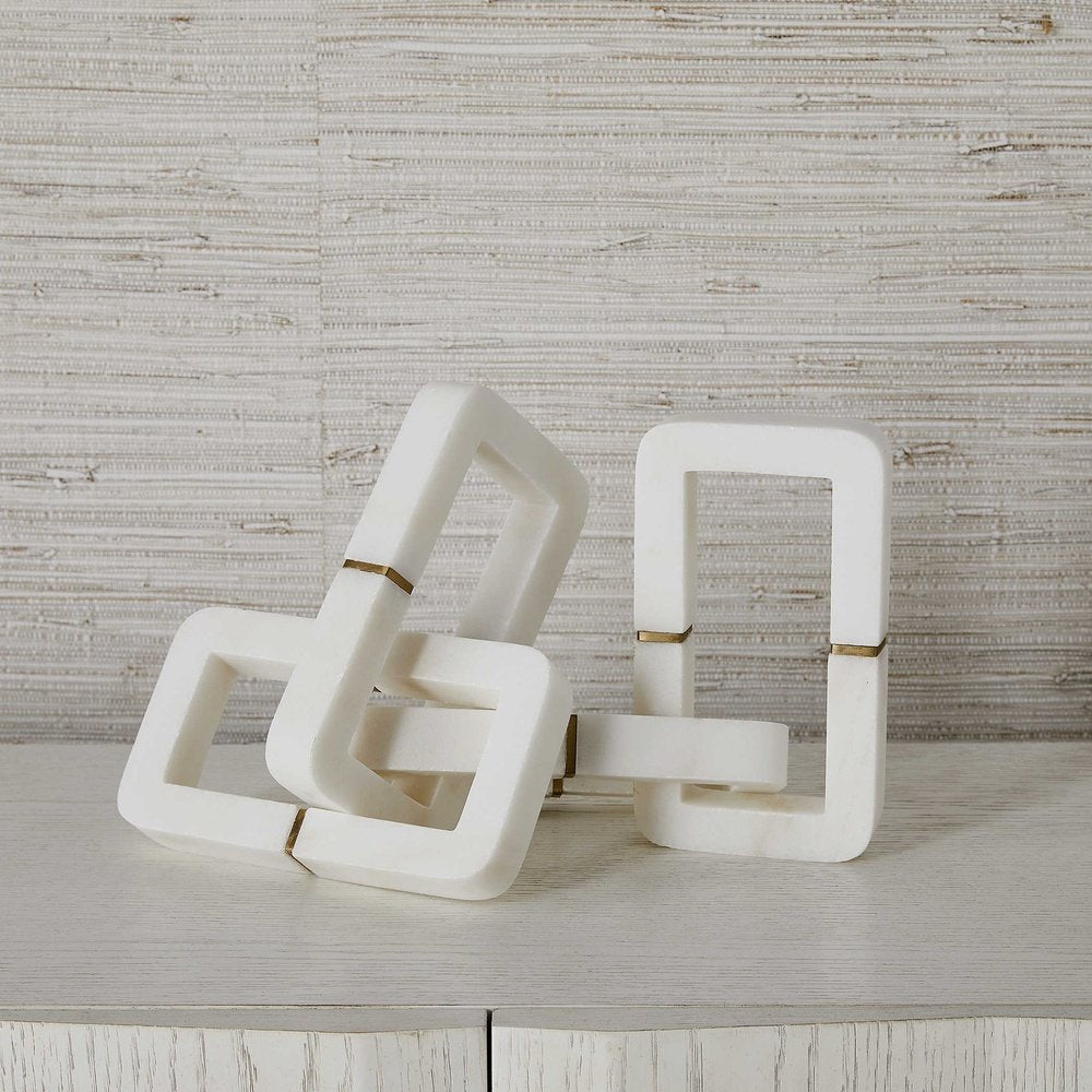 Product photograph of Uttermost Black Label Connection Sculpture - White Marble from Olivia's.