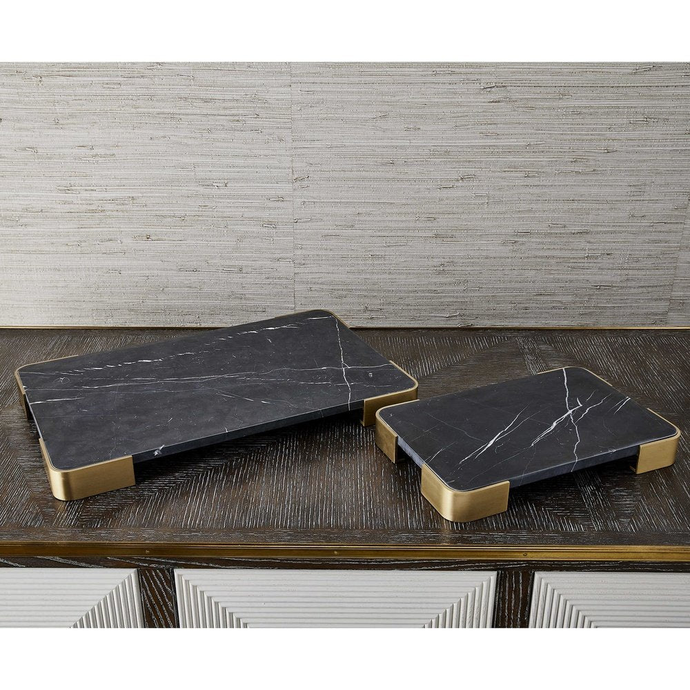 Product photograph of Uttermost Black Label Elevated Tray Plateau - Black Marble Large from Olivia's.