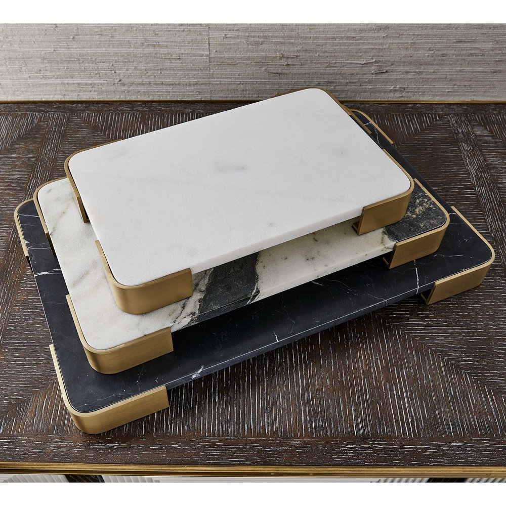 Product photograph of Uttermost Black Label Elevated Tray Plateau - Black Marble Large from Olivia's.