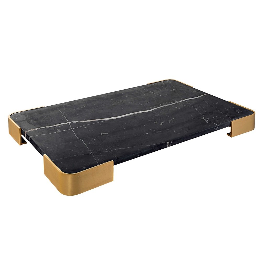 Product photograph of Uttermost Black Label Elevated Tray Plateau - Black Marble Large from Olivia's.