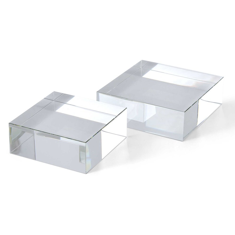 Product photograph of Uttermost Black Label Square Risers Sculptures - Set Of 2 - Crystal from Olivia's