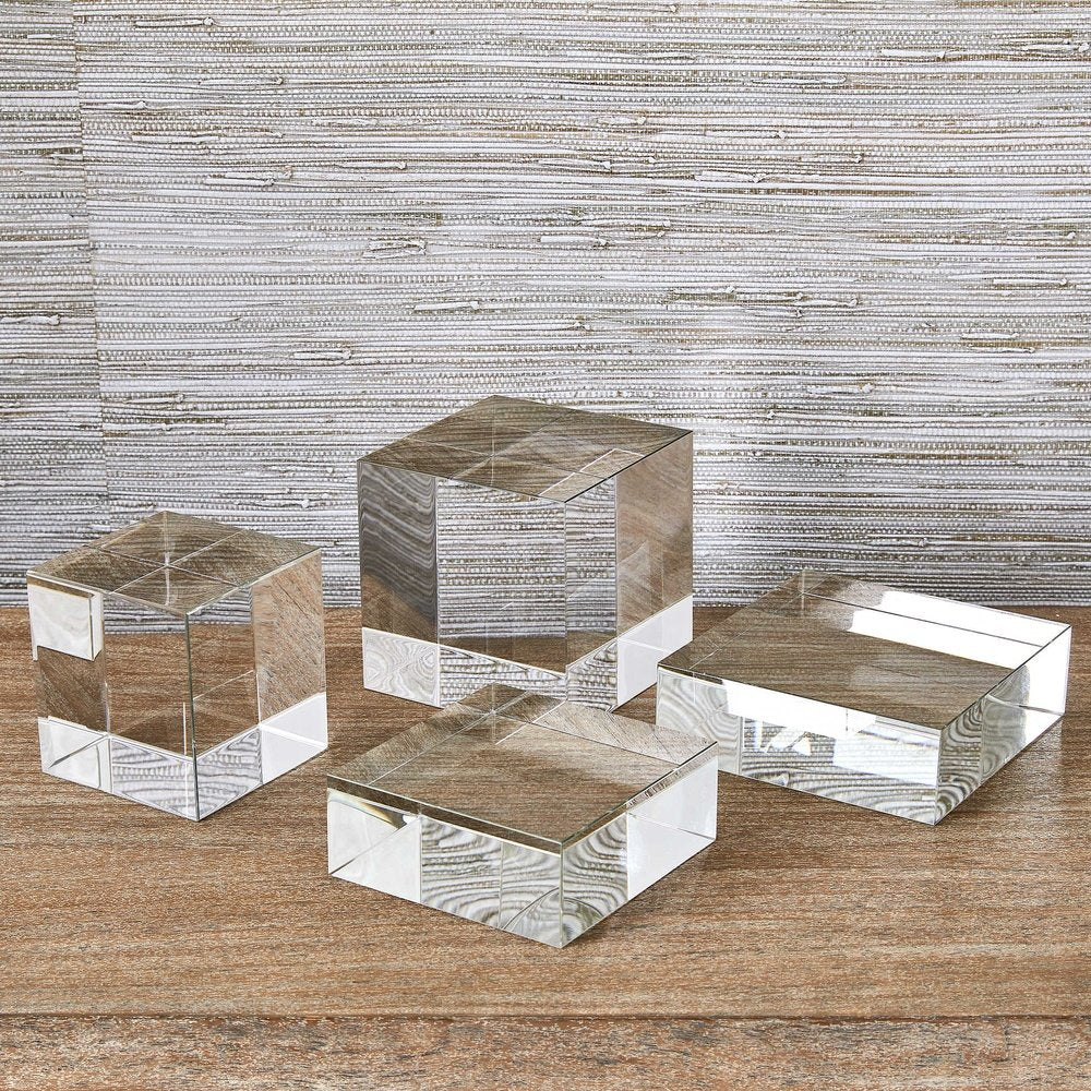 Product photograph of Uttermost Black Label Square Risers Sculptures - Set Of 2 - Crystal from Olivia's.