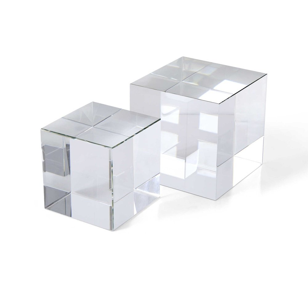 Product photograph of Uttermost Black Label Cube Risers Sculptures - Set Of 2 - Crystal from Olivia's