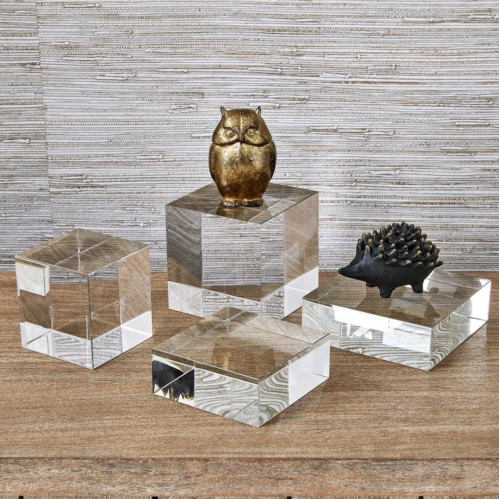 Product photograph of Uttermost Black Label Cube Risers Sculptures - Set Of 2 - Crystal from Olivia's.