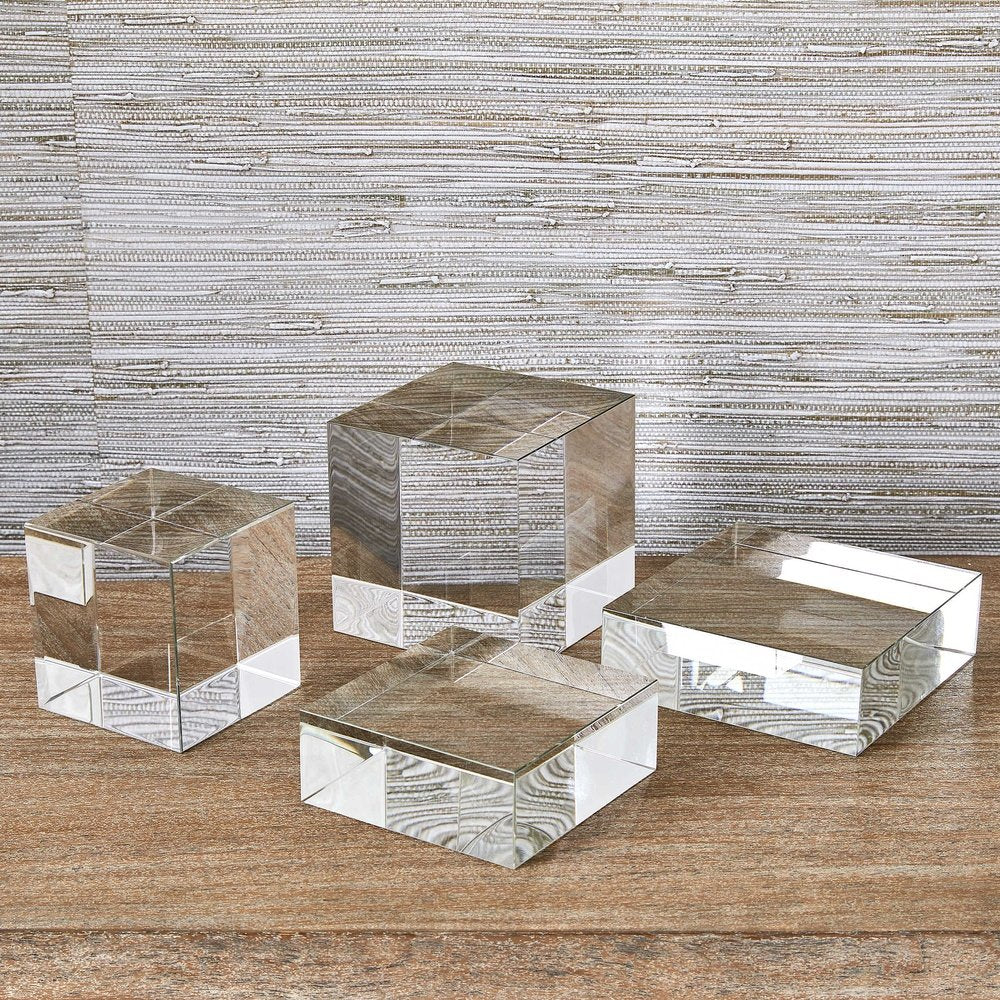 Product photograph of Uttermost Black Label Cube Risers Sculptures - Set Of 2 - Crystal from Olivia's.