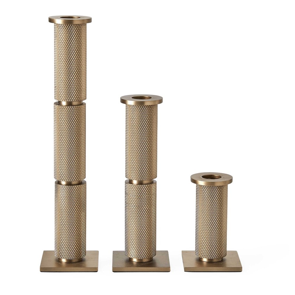 Product photograph of Uttermost Black Label Knurled Taper Candleholders - Set Of 3 from Olivia's